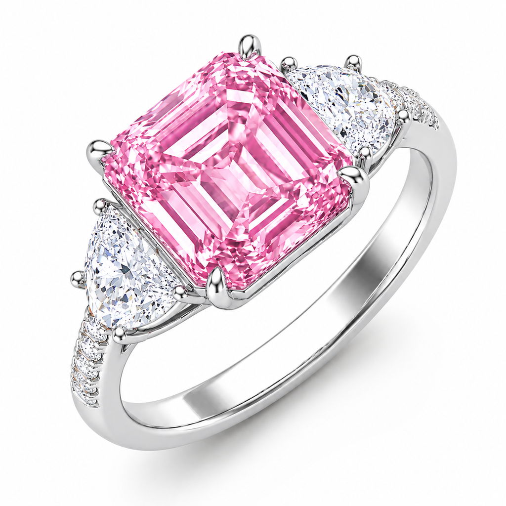Bella Pink Asscher Ring - White Gold
