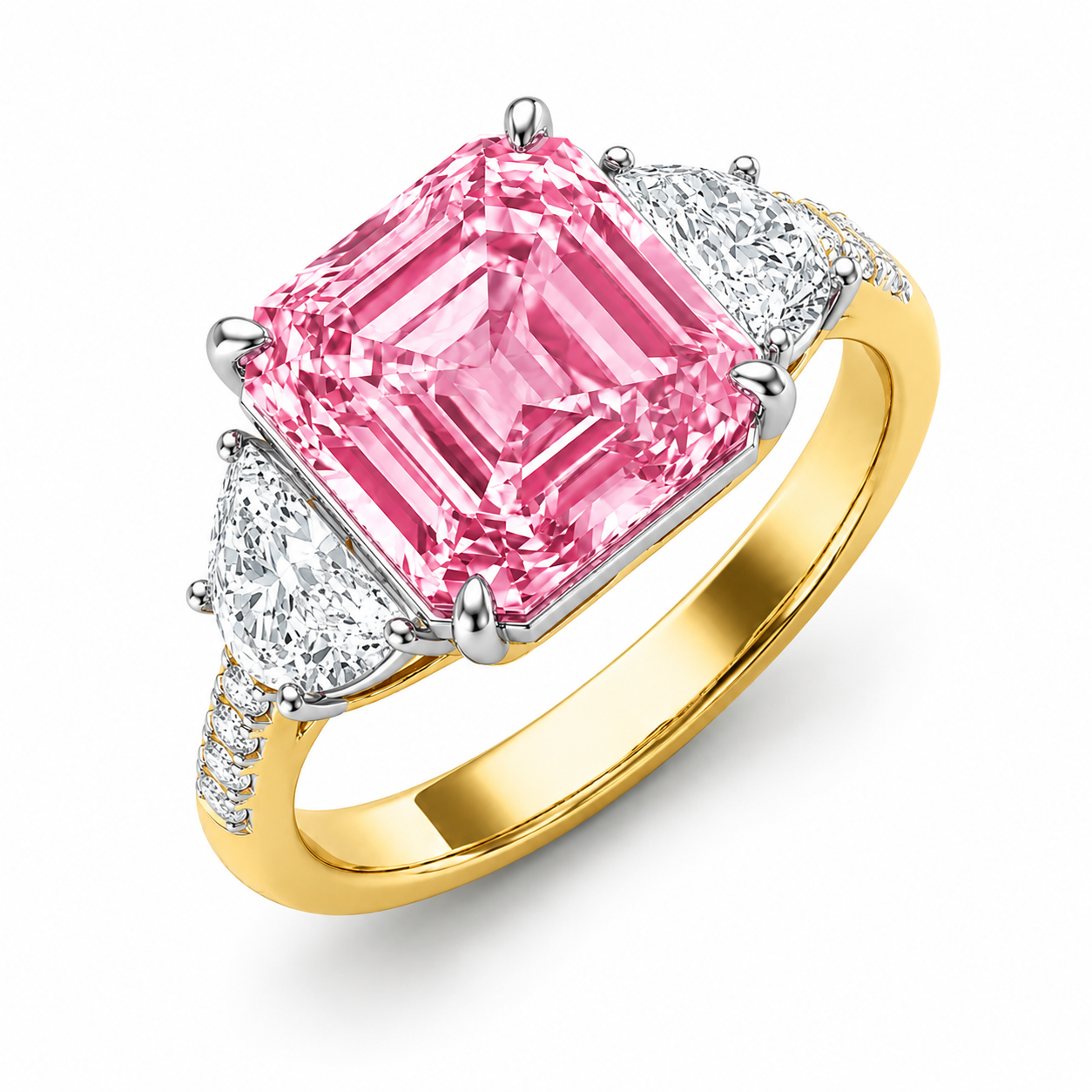 Bella Pink Asscher Ring - Yellow Gold