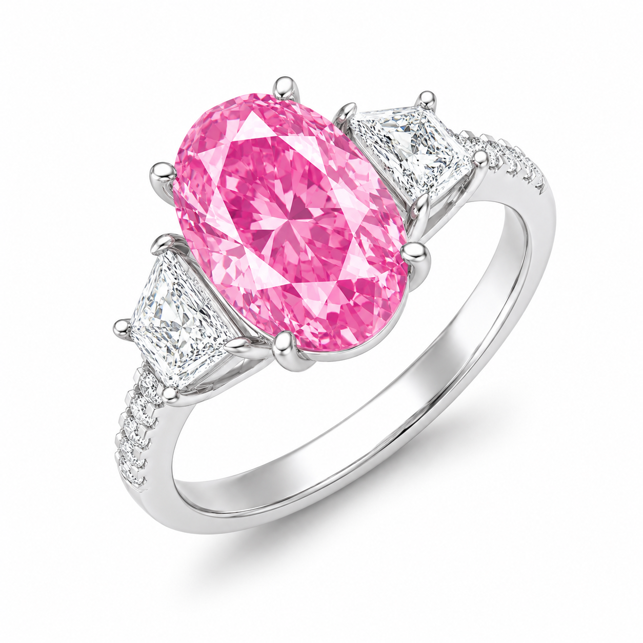 Solstice Pink Oval Ring - White Gold