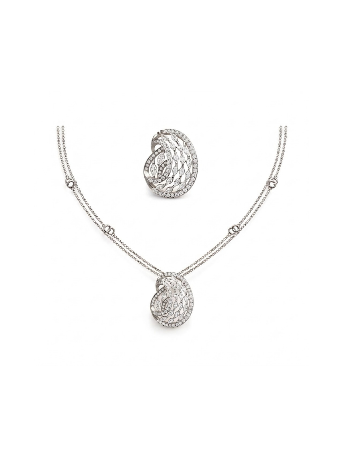 Swirl Diamond Pendant Set