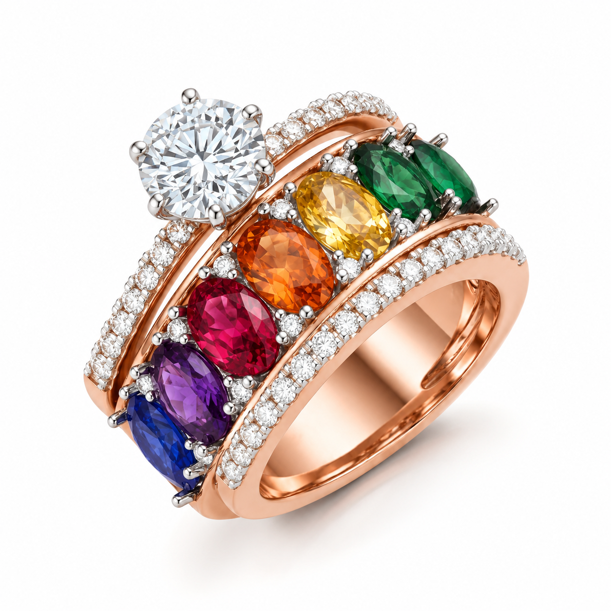 Chroma Rainbow Ring - Rose Gold