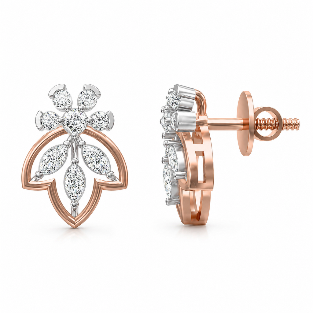 Lotus Petal Earrings - Rose Gold