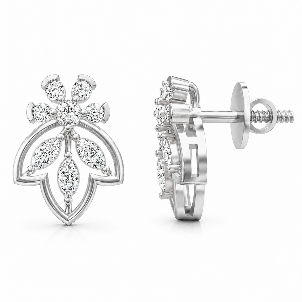 Lotus Petal Earrings - White Gold