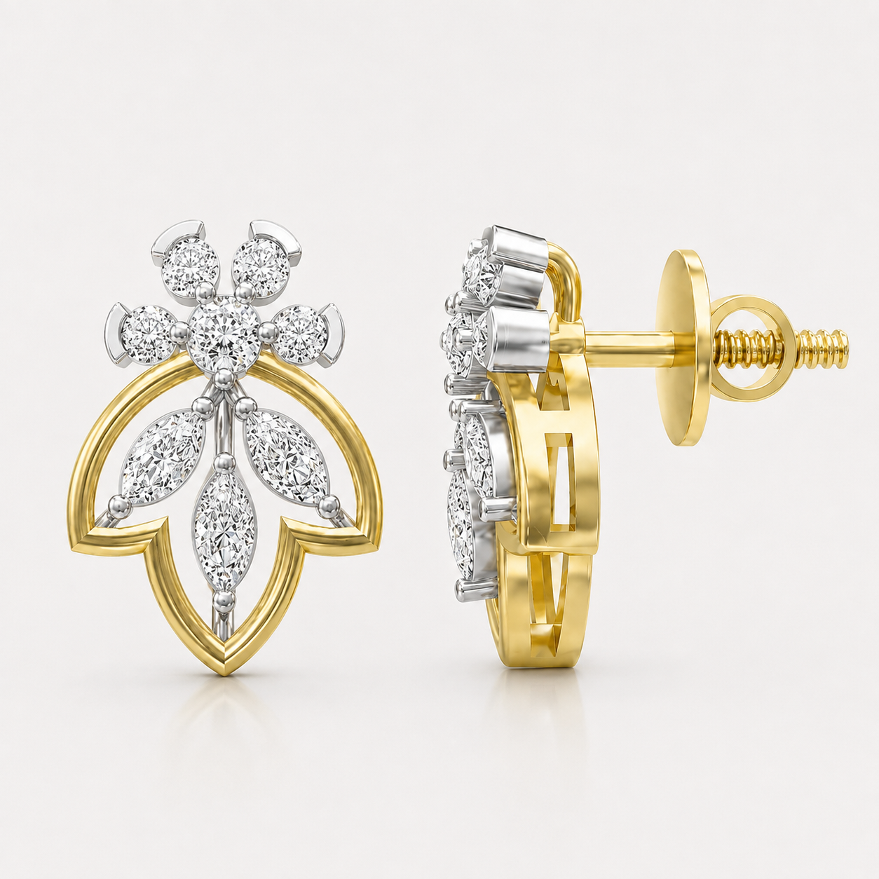 Lotus Petal Earrings - Yellow Gold