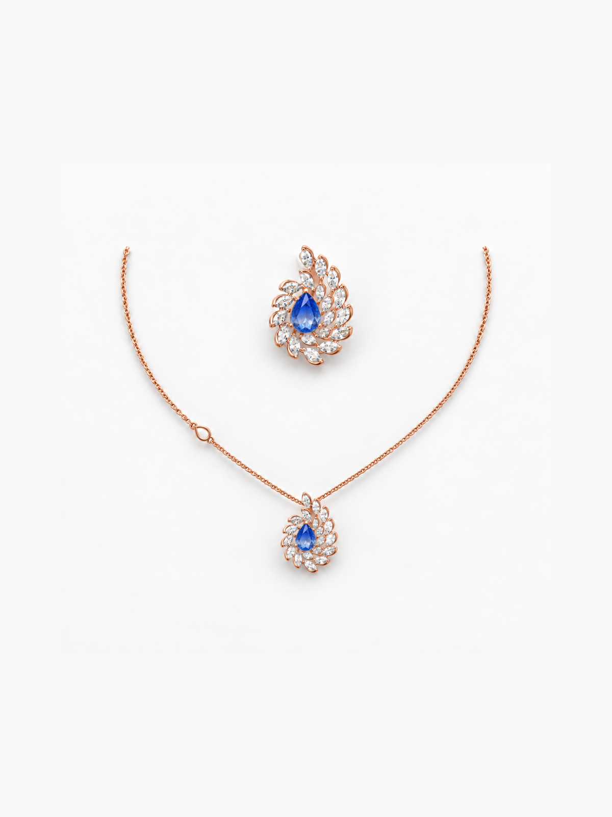 Sapphire Wing Pendant Set
