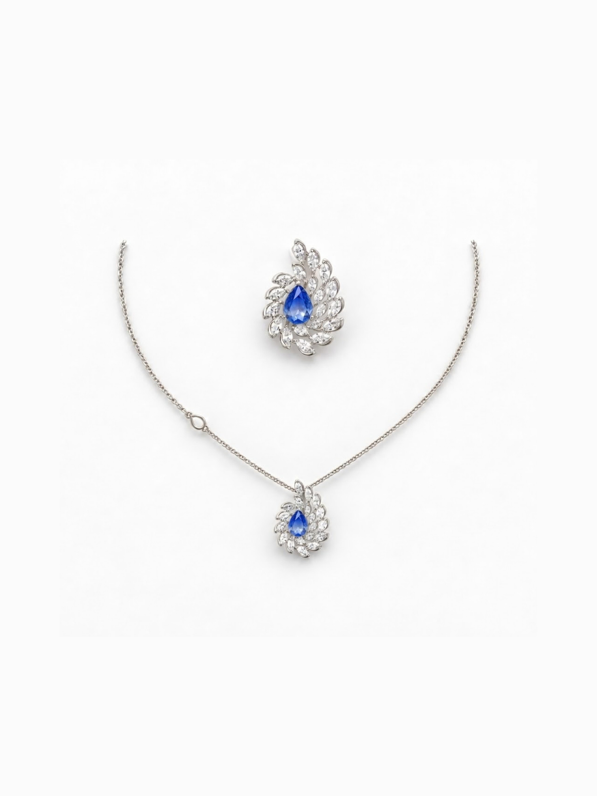 Sapphire Wing Pendant Set