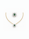 Emerald Flower Pendant Set