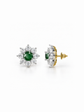 Emerald Flower Studs