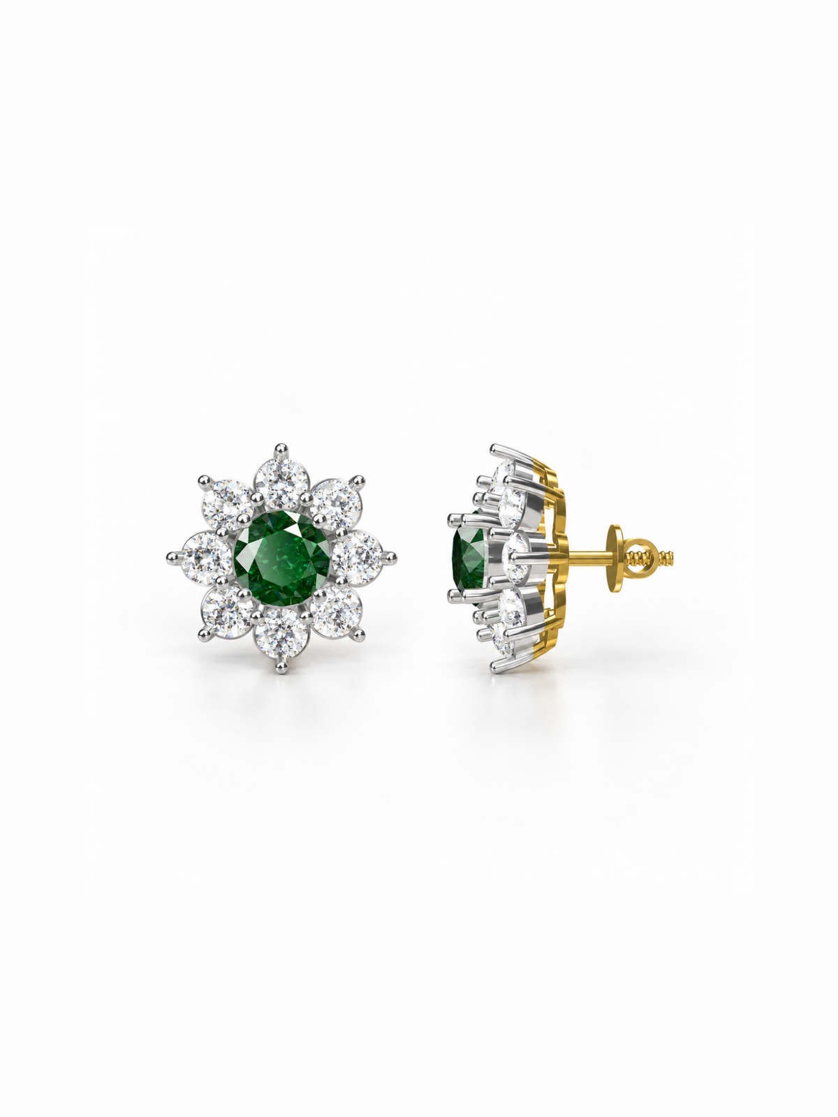 Emerald Flower Studs