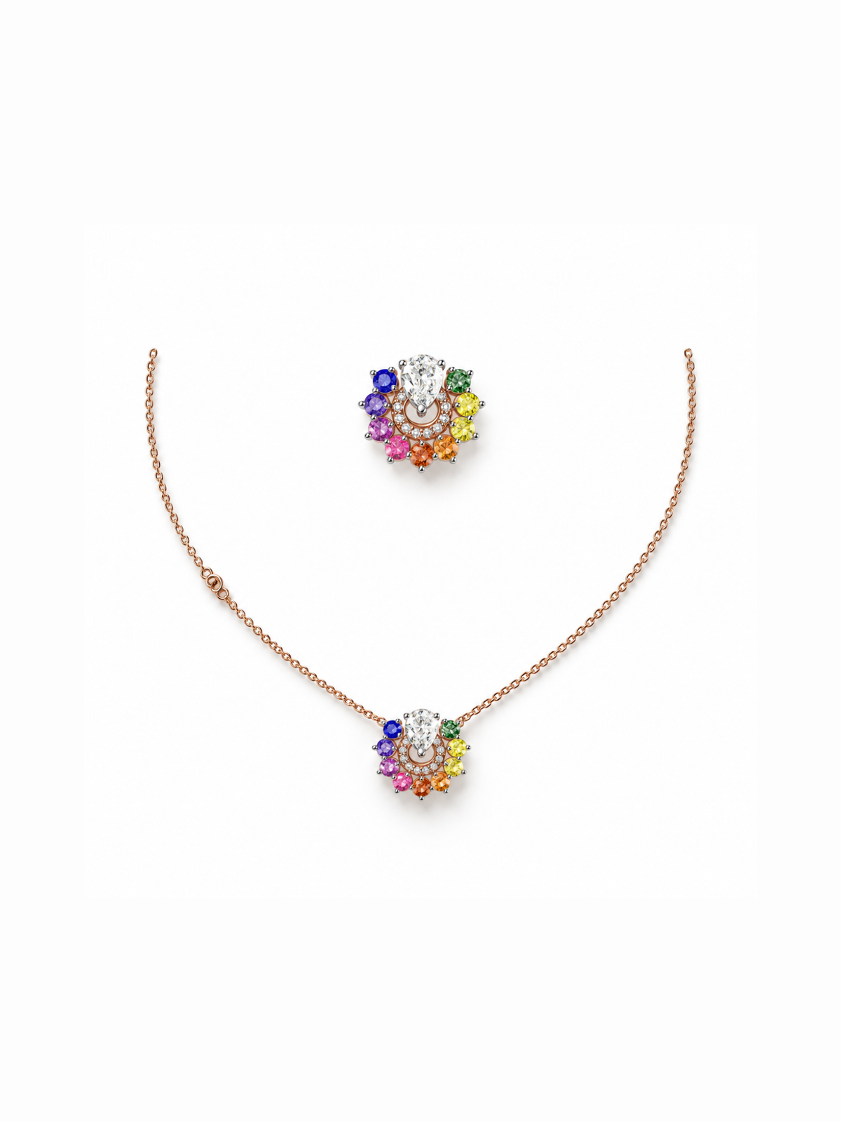 Rainbow Cluster Pendant Set