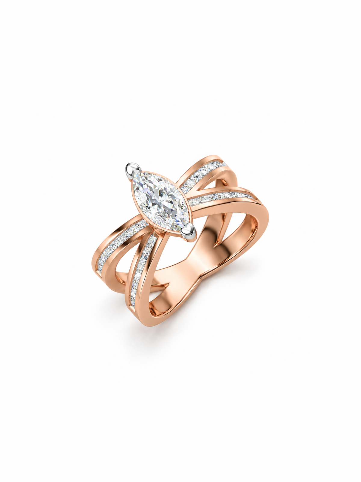 Crossover Marquise Ring