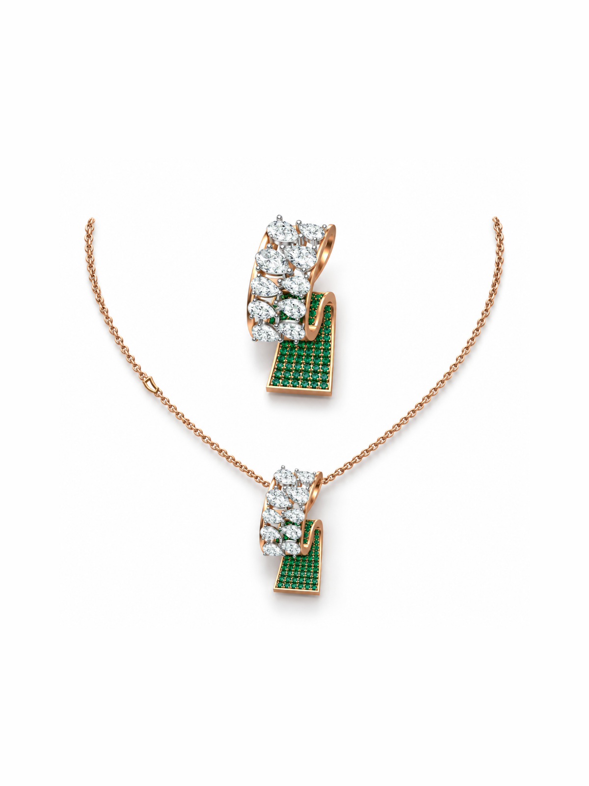 Emerald Ribbon Pendant Set