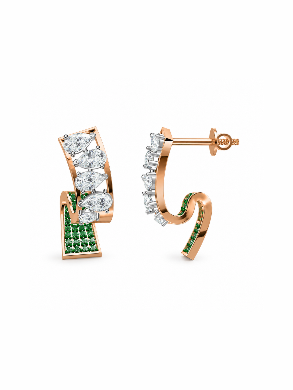 Emerald Ribbon Hoops