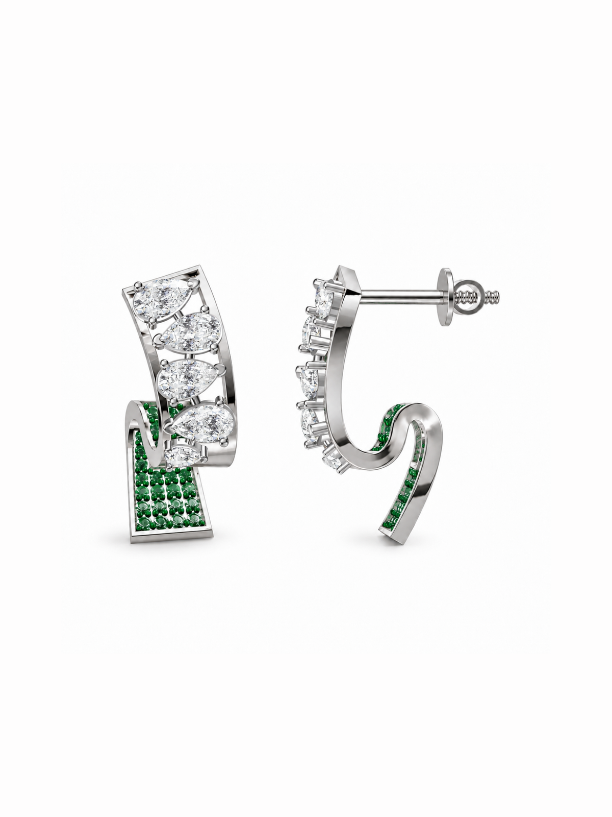 Emerald Ribbon Hoops