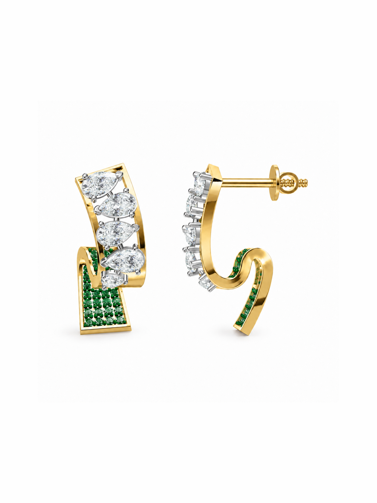 Emerald Ribbon Hoops
