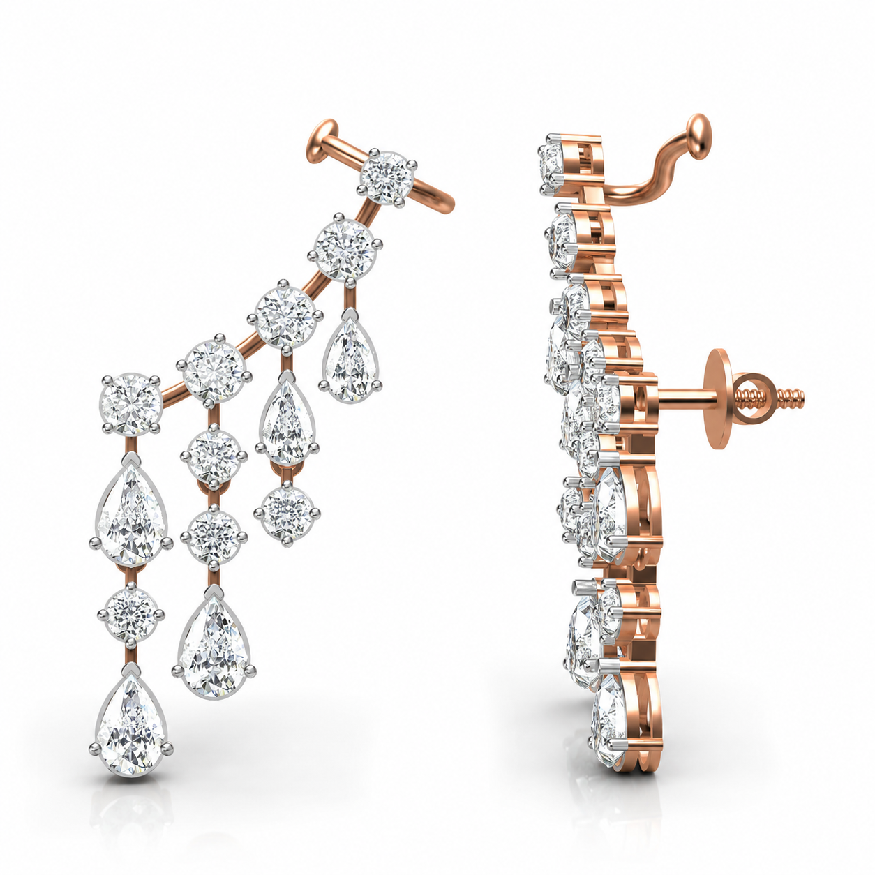 Cascade Climber Earrings - Rose Gold