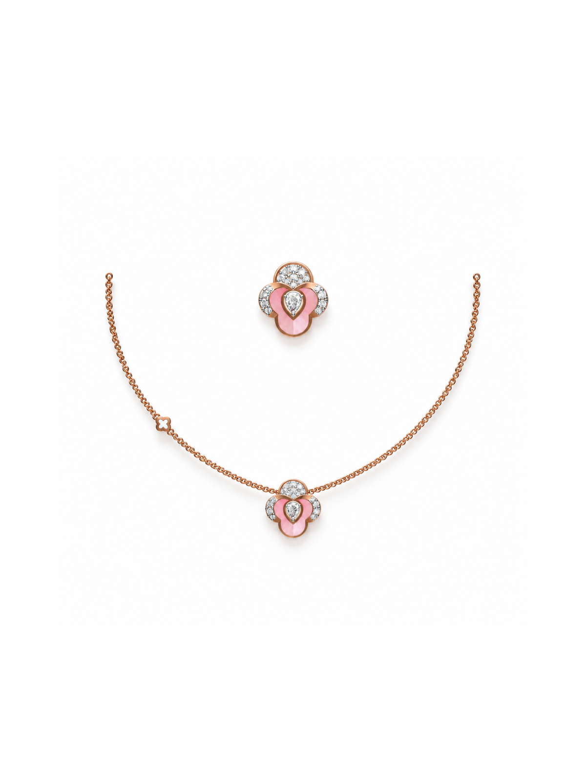 Pink Clover Pendant Set