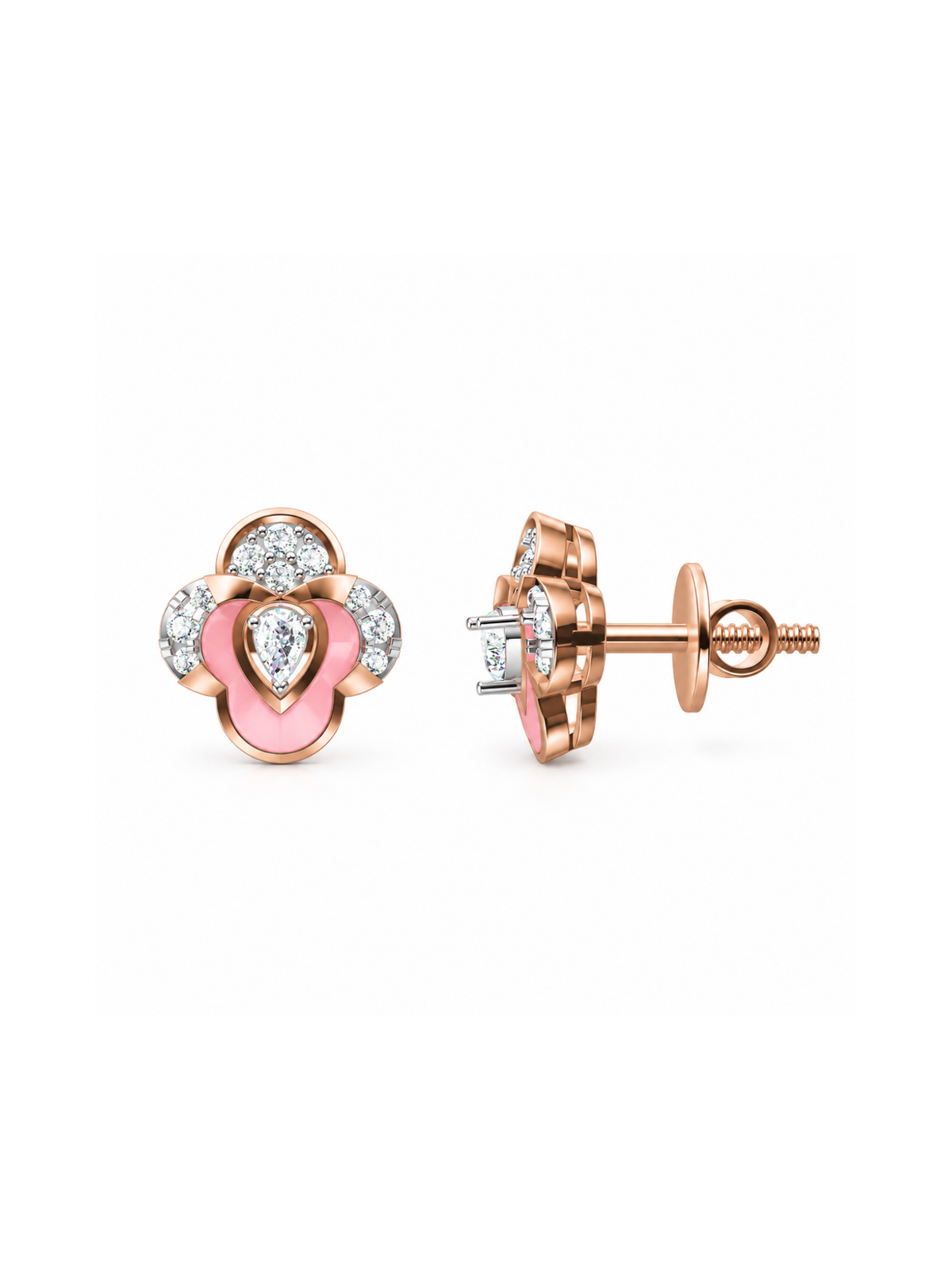 Pink Clover Studs