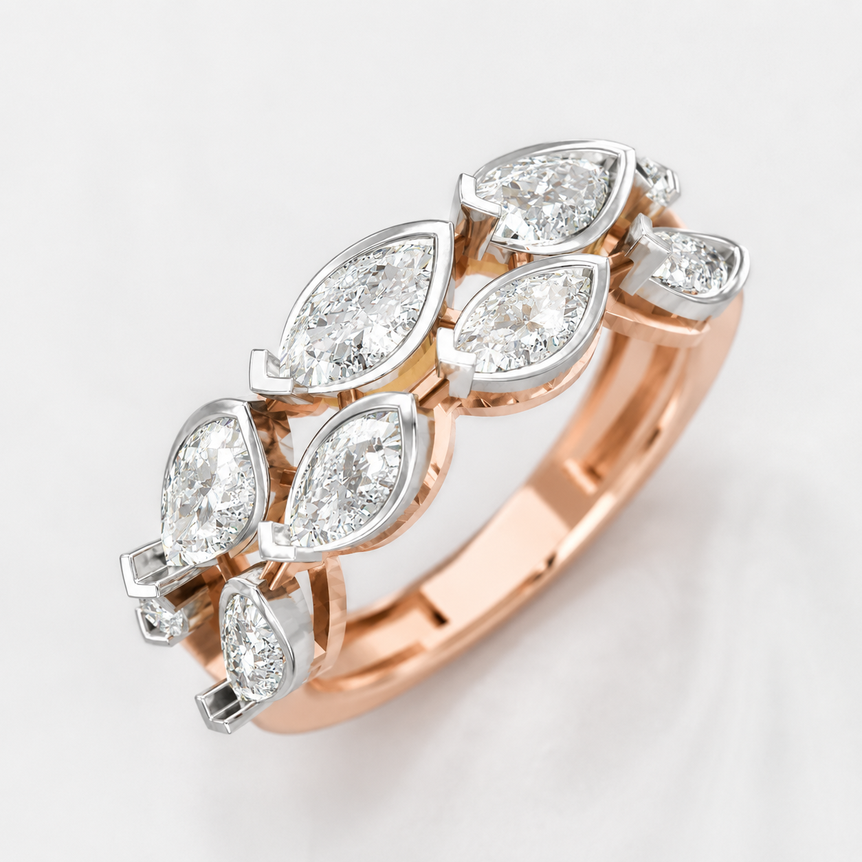 Foliage Marquise Ring - Rose Gold