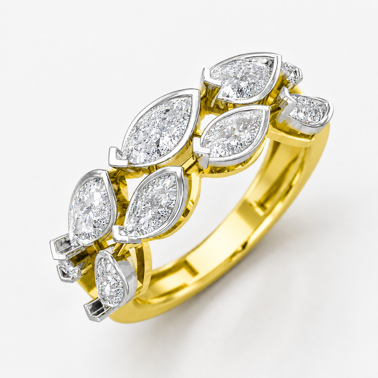 Foliage Marquise Ring - Yellow Gold