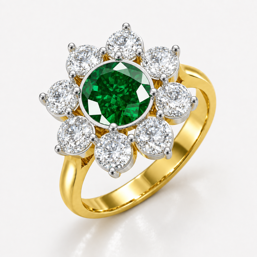 Emerald Bloom Ring - Yellow Gold